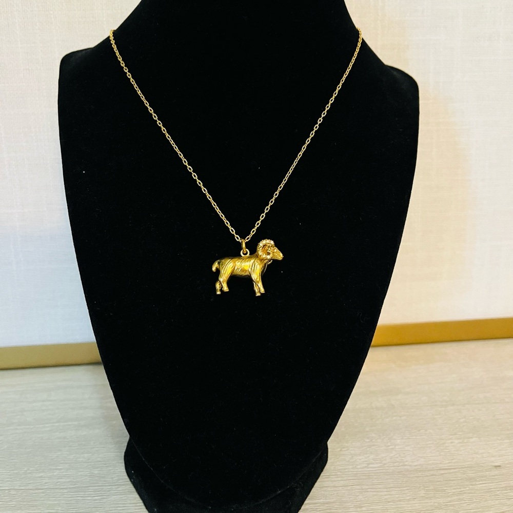 J. Crew Golden Ram Pendant Necklace